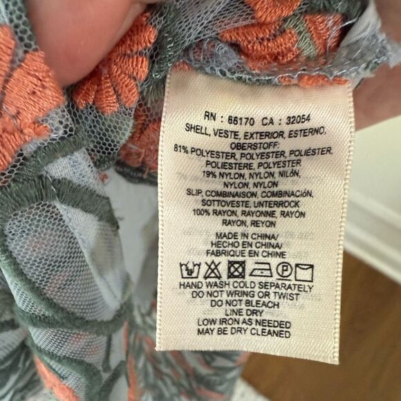 Anthropologie Moulinette Soeurs Floral Embroidered Mesh Tunic Sky $130 XS - Picture 6 of 8